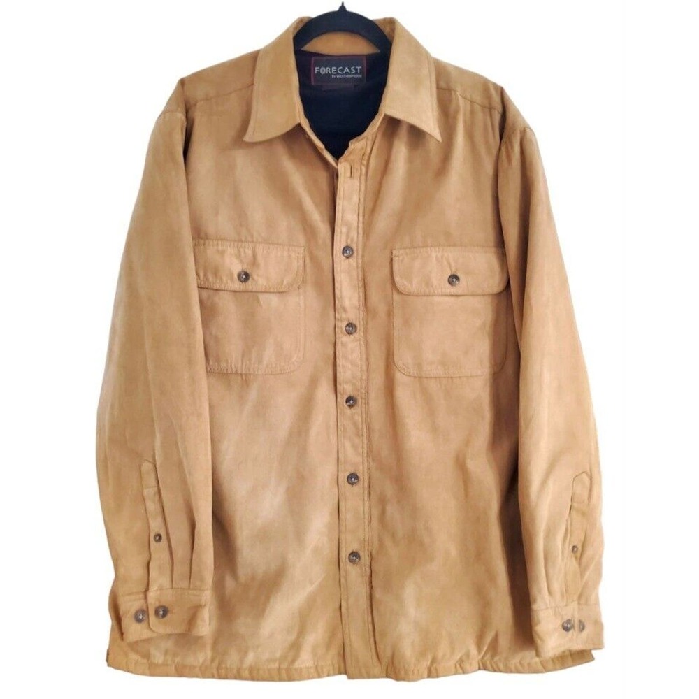 Forecast By Weatherproof L Tan Polyester Fleece Lined Shirt Jacket Lightweight